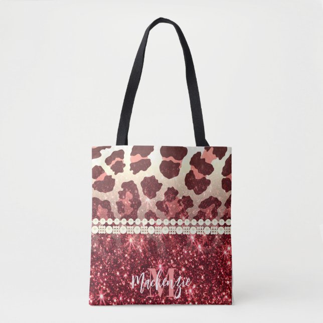 Bolso De Tela Impresión y Purpurina de leopardo rosa (Anverso)