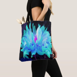 Bolso De Tela Impresionante Aqua Cactus Azul y Verde Dahlia