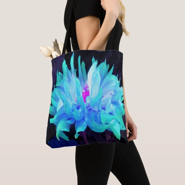 Bolso De Tela Impresionante Aqua Cactus Azul y Verde Dahlia (Detalle)