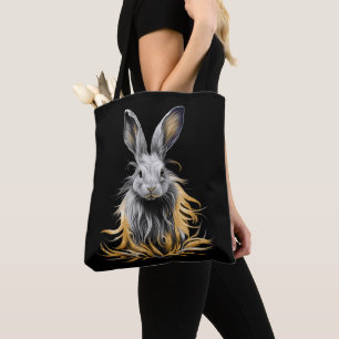 Bolso De Tela Impresionante conejo gris en llamas