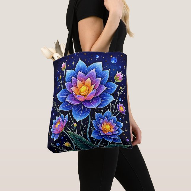 Bolso De Tela Impresionante diseño de sueños florales cósmicos (Detalle)
