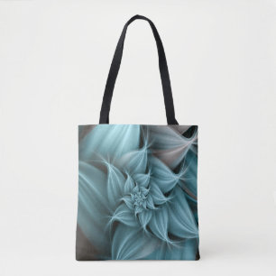 Bolso De Tela Impresionante Flor Fractal Turquesa