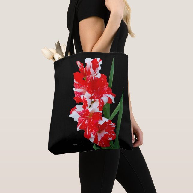 Bolso De Tela Impresionante gladiolo rojo y blanco (Detalle)