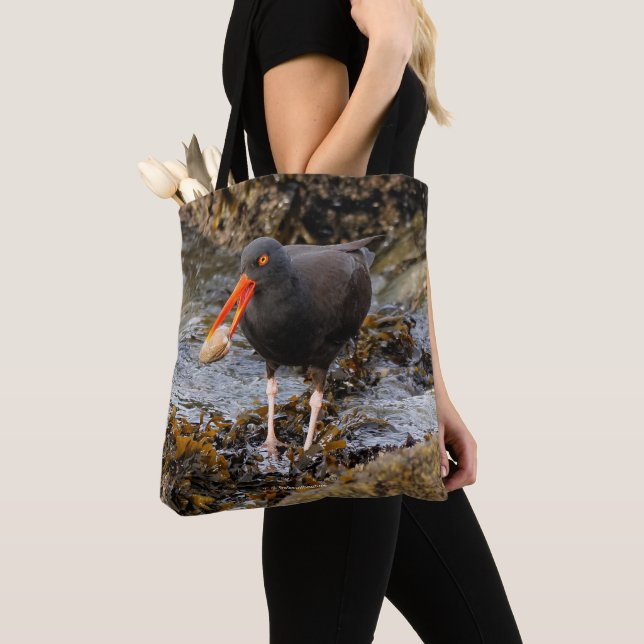 Bolso De Tela Impresionante Oystercatcher negro con almeja (Detalle)