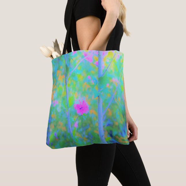 Bolso De Tela Impresionante paisaje azul con flor rosa (Detalle)