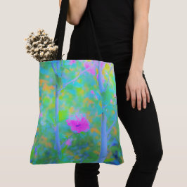 Bolso De Tela Impresionante paisaje azul con flor rosa