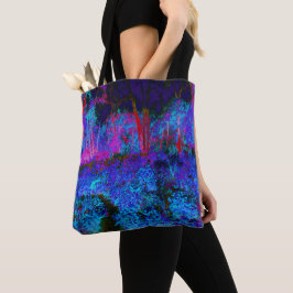 Bolso De Tela Impresionante paisaje azul oscuro y jardín rojo