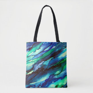 Bolso De Tela Impresionante pintura azul de tinta de alcohol