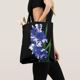 Bolso De Tela Impresionante Royal Blue & White Gladiolus Sword L