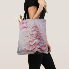 Bolso De Tela Impresionante y caprichoso árbol de Navidad rosa