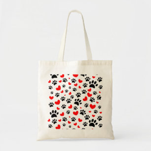 Bolso De Tela Impresiones Al Azar De Papas De Perro Y Corazones 