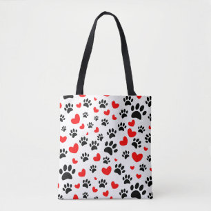 Bolso De Tela Impresiones Al Azar De Papas De Perro Y Corazones 