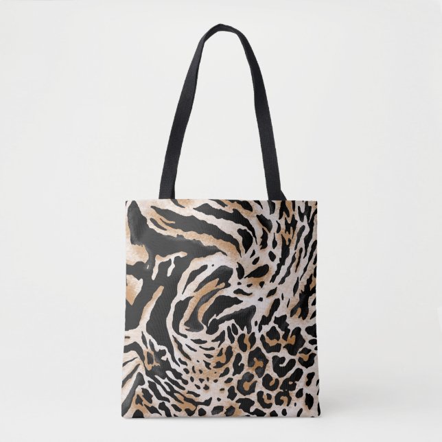 Bolso De Tela Impresiones animales: Tigre de cebra leopardo (Anverso)
