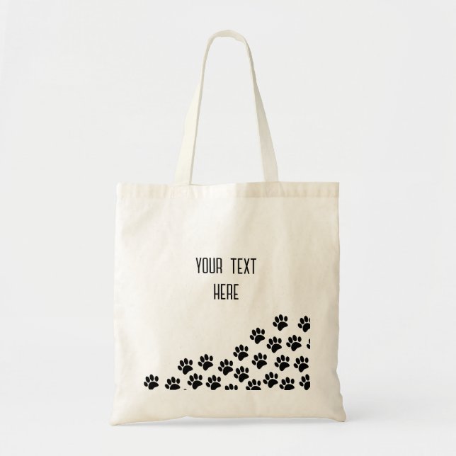 Bolso De Tela Impresiones De Papel De Cachorro Negro Con Texto P (Frente)