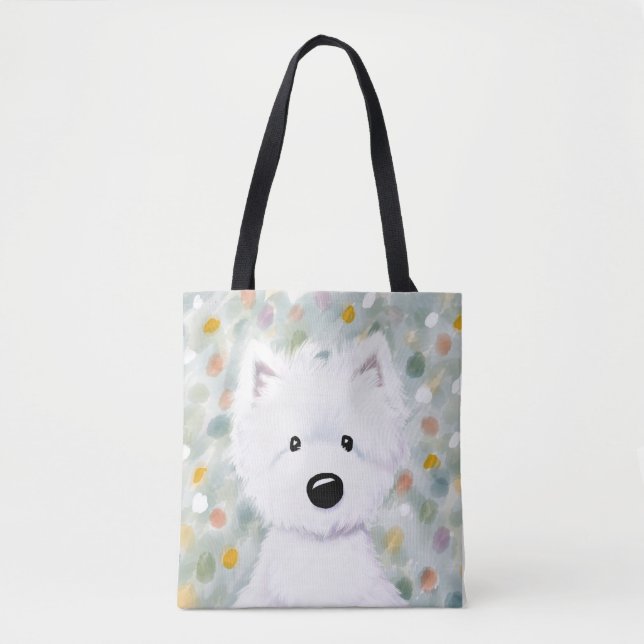 Bolso De Tela Impresiones kiniArt Fluffy Westie (Anverso)
