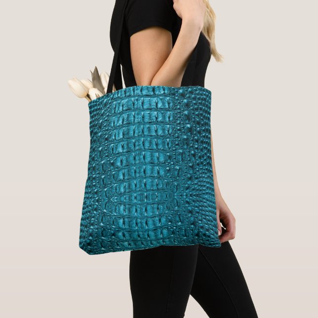 Bolso De Tela impresiones verde azuladas turquesa de moda sobre  (Detalle)
