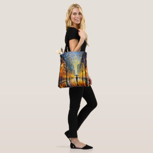Bolso De Tela Impresionismo de la ciudad lluviosa