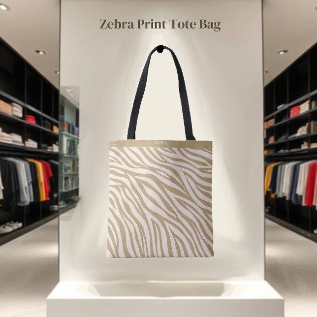 Bolso De Tela Imprimir cebra-beige- (Zebra Print-Beige- Tote Bag )