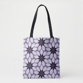 Bolso De Tela Imprimir en bloque flores de mosaico púrpura