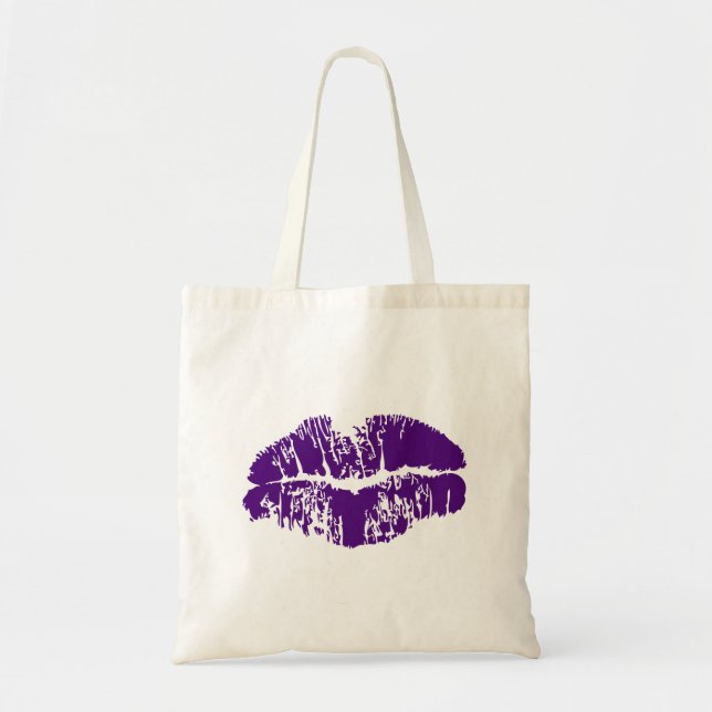 Bolso De Tela Imprimir labios morados (Frente)