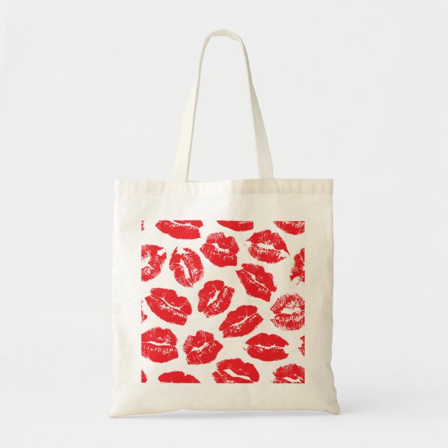 Bolso De Tela Imprint Kiss Red Lips: Vieja sin Marea (Frente)