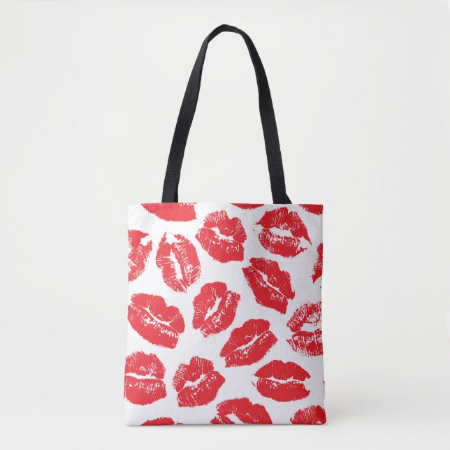 Bolso De Tela Imprint Kiss Red Lips: Vieja sin Marea (Anverso)