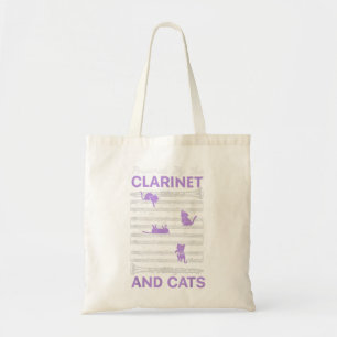 Bolso De Tela Impulsado Por Clarinet Y Cats Kitty Lover Musician