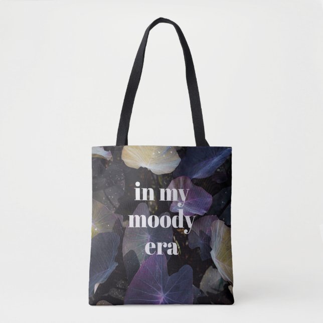 Bolso De Tela In My Moody Era Dark Botanicals, customizable  (Anverso)