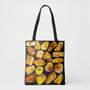 Bolso De Tela Inclusiones de piedra ambarinas