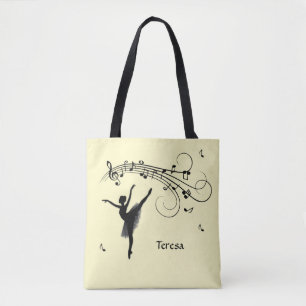 Bolso De Tela Increíble bailarina bailando con música amarilla p