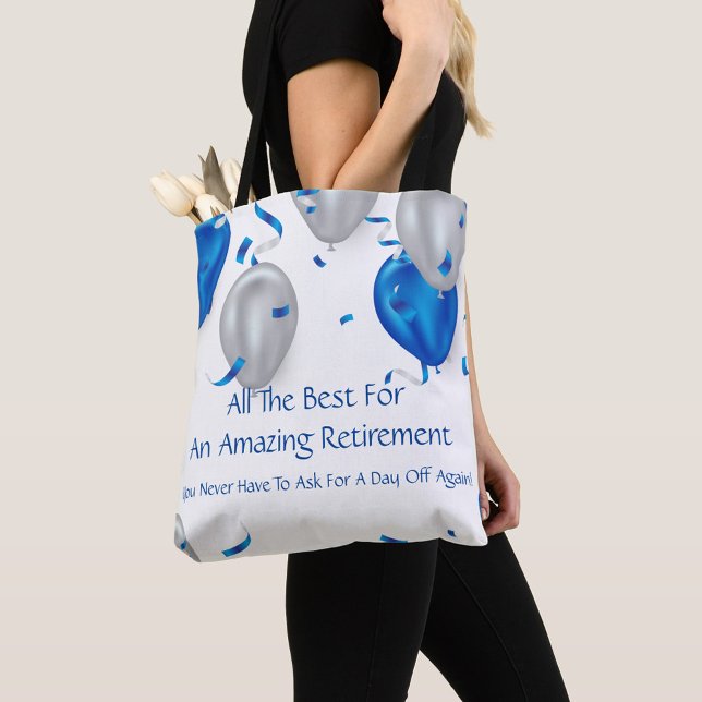 Bolso De Tela Increíble jubilación (Blue Balloons Amazing Retirement Quote Tote Bag!)