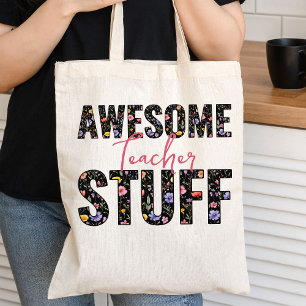 Bolso De Tela Increíble material para profesores Letra de flores