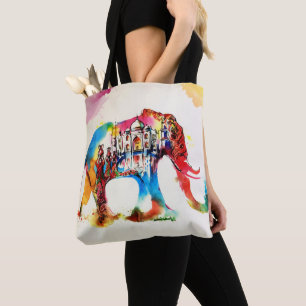 Bolso De Tela India Elephant Vintage: acuarela de amor