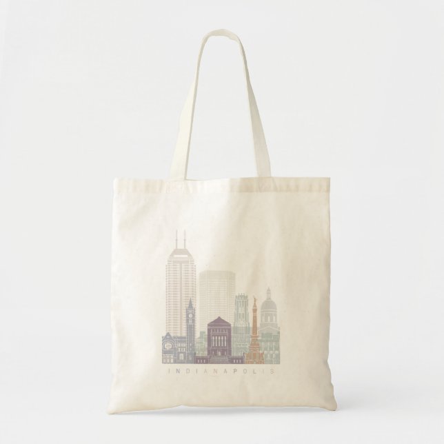 BOLSO DE TELA INDIANAPOLIS SKYLINE POSTER PASTEL (Frente)