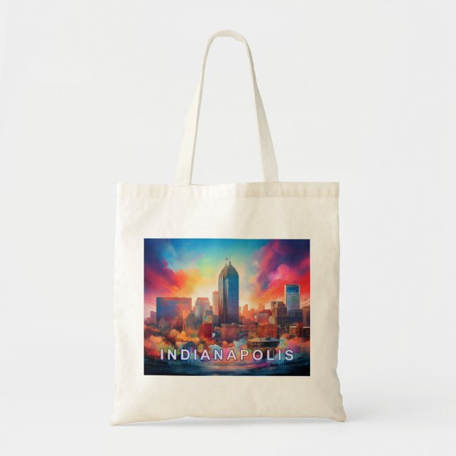 Bolso De Tela Indianapolis Skyline Resumen de arte (Frente)