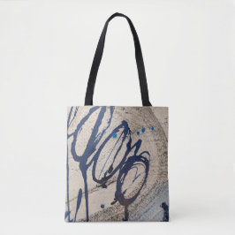 Bolso De Tela Índigo Beige Gris Abstracto