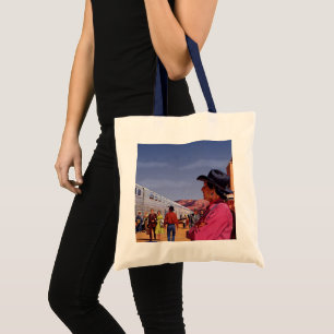 Bolso De Tela Indio americano nativo vintage en una estación de