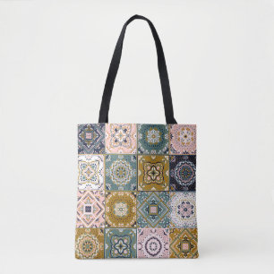Bolso De Tela Indio de Talavera: Patchwork, mosaico étnico.