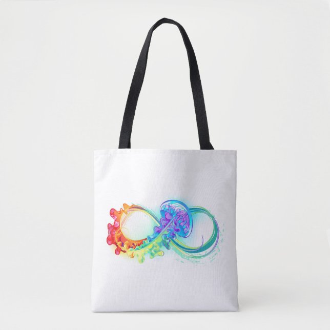 Bolso De Tela Infinidad con las medusas del arcoiris (Anverso)