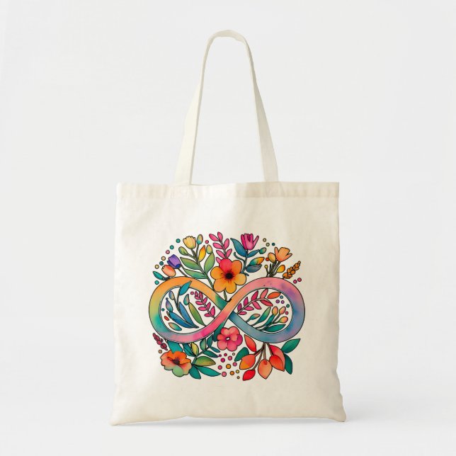 Bolso De Tela Infinito arcoiris acuarela autismo (Frente)