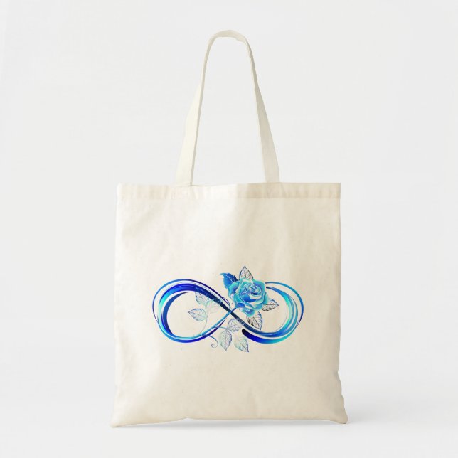 Bolso De Tela Infinito brillante con rosa azul (Frente)