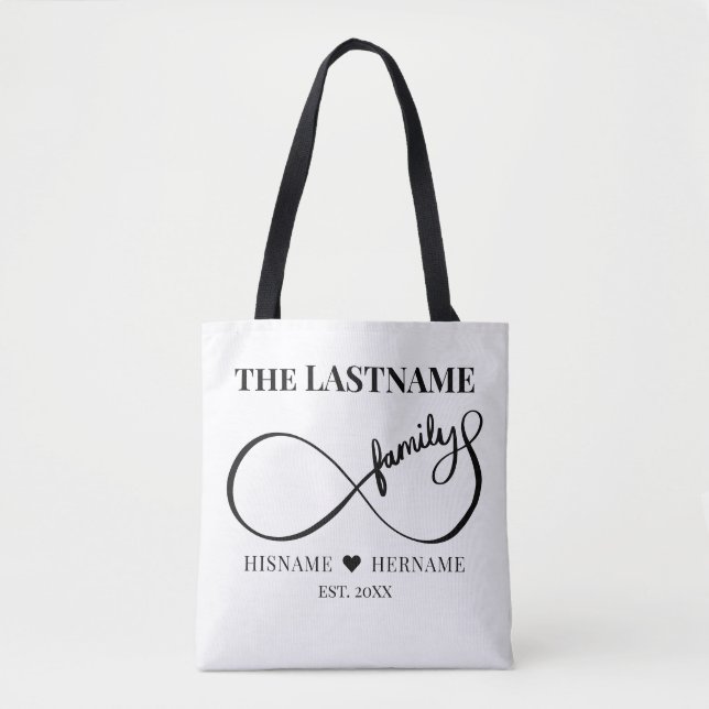 Bolso De Tela Infinity Personalized Family Name and Est. Fecha (Anverso)