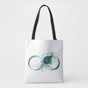 Bolso De Tela Infinity Symbol with Peacock Feather