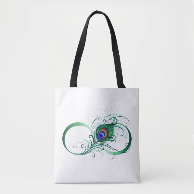 Bolso De Tela Infinity Symbol with Peacock Feather (Anverso)