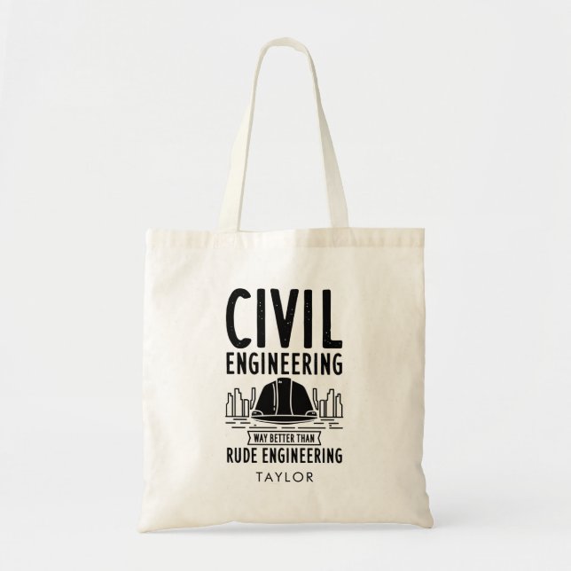 Bolso De Tela Ingeniería Civil Mucho Mejor Frase Custom (Frente)