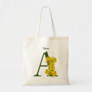 Bolso De Tela Inicial A de Monograma de Narciso Personalizado