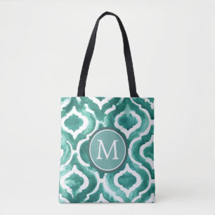 Bolso De Tela Inicial Aquamarine Motif IV