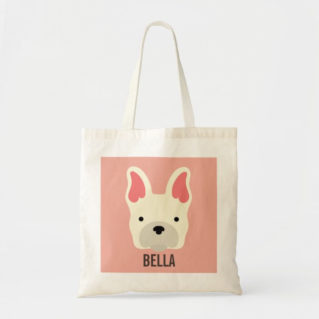 Bolso De Tela Inicial. Bulldog francés. (Frente)
