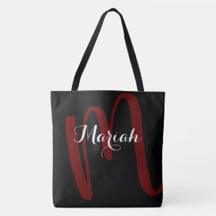 Bolso De Tela inicial con el nombre negro