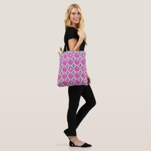 Bolso De Tela Inicial de alfabeto geométrico rosa chic